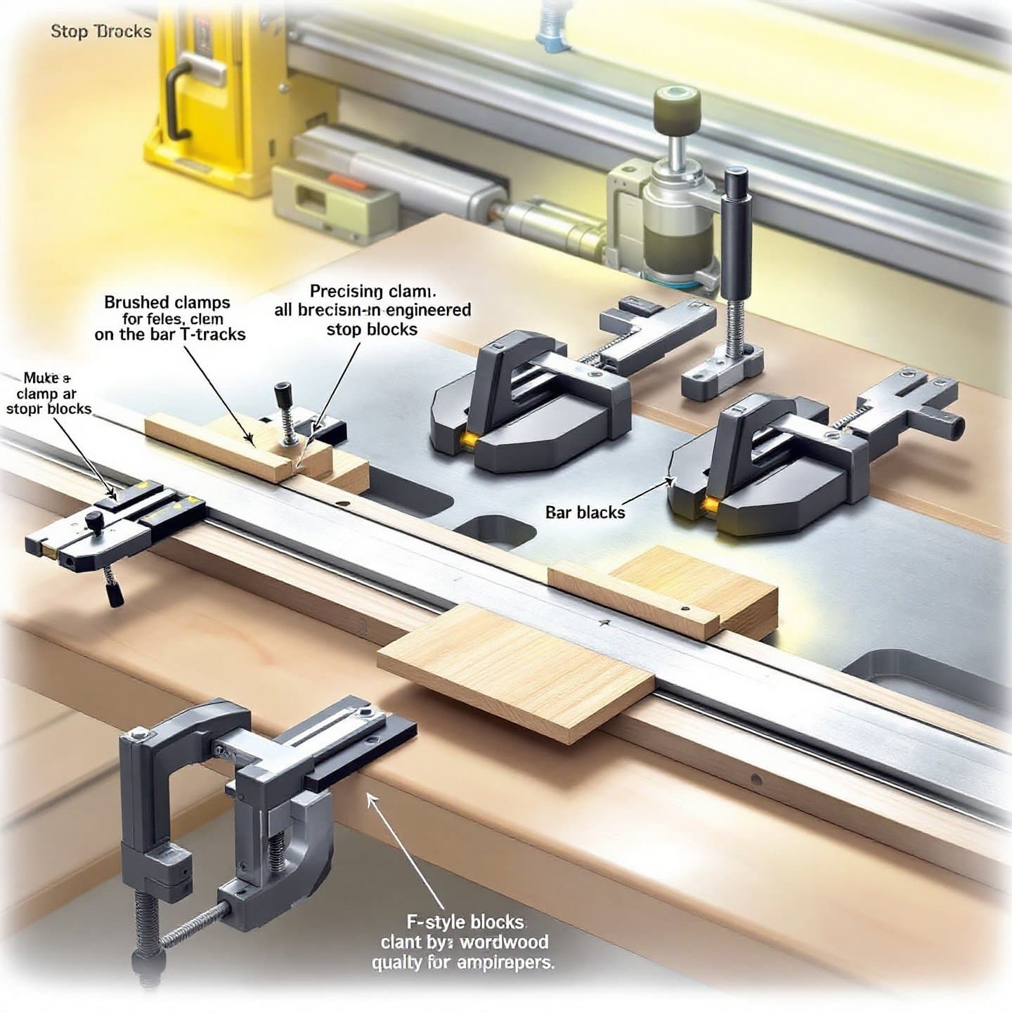 aluminum t tracks in a woodworking setup enhance precision and versatility